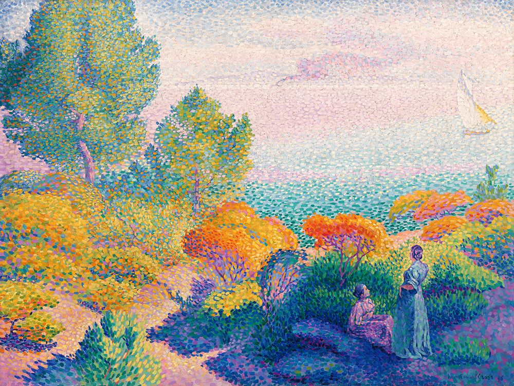Two Women by the Shore, Mediterranean art print by Henri-Edmond Cross for $57.95 CAD
