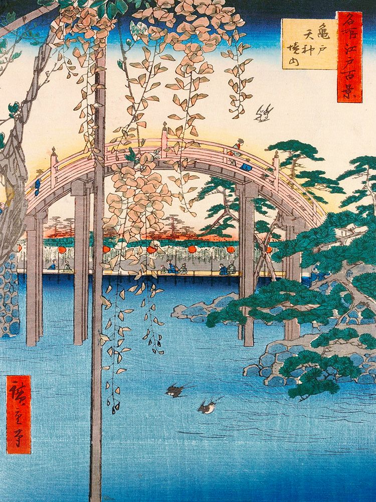 Wisteria at Kameido Tenjin Shrine art print by Ando Hiroshige for $57.95 CAD