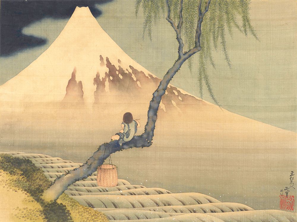 Boy Viewing Mount Fuji art print by Katsushika Hokusai for $57.95 CAD