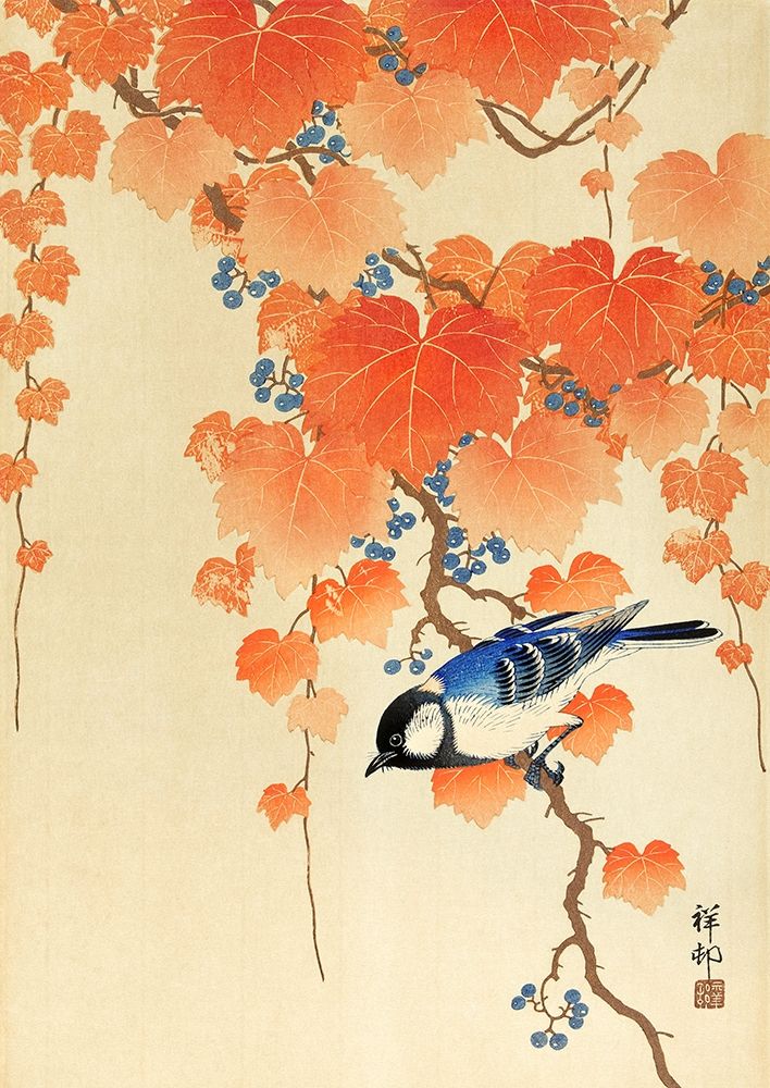 Great tit on paulownia branch art print by Ohara Koson for $57.95 CAD