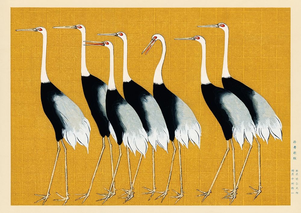 Flock of Japanese red crown cranes art print by Ogata Korin for $57.95 CAD
