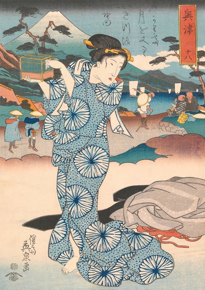 Standing woman with box art print by Keisai Eisen for $57.95 CAD