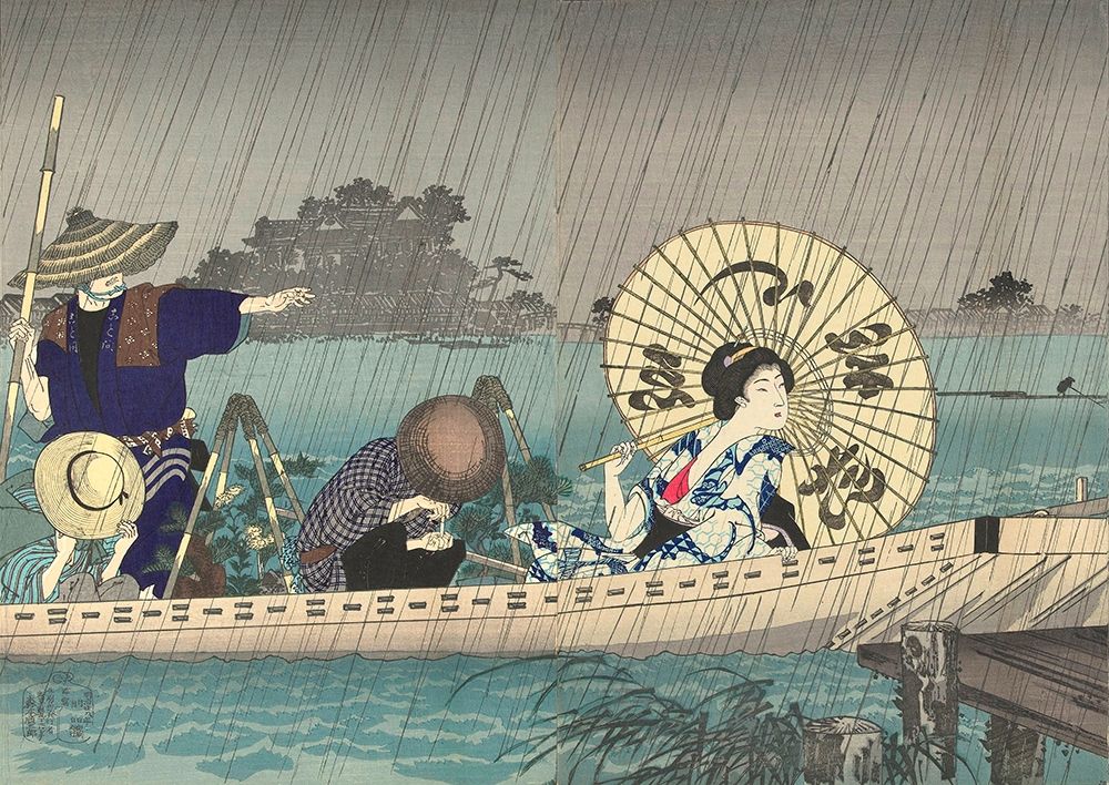 Between te banks of the Sumida Bokutei I art print by Yoshu (Hashimoto) Chikanobu for $57.95 CAD