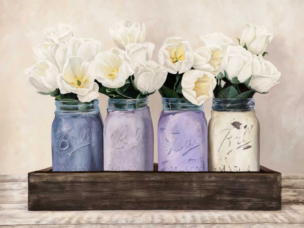 Tulips in Mason Jars art print by Jenny Thomlinson for $57.95 CAD