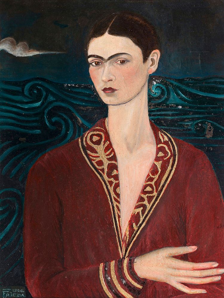 Self-portrait wearing a velvet dress, 1926 art print by Frida Kahlo for $57.95 CAD