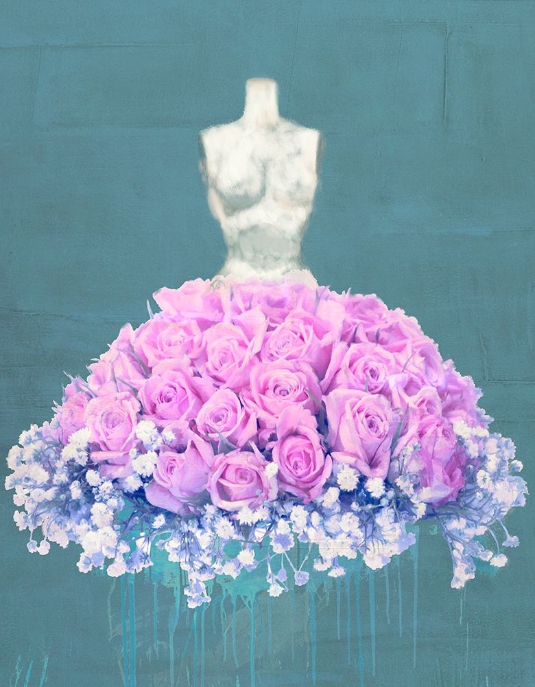 Dressed in Flowers II - Ocean Blue art print by Kelly Parr for $57.95 CAD