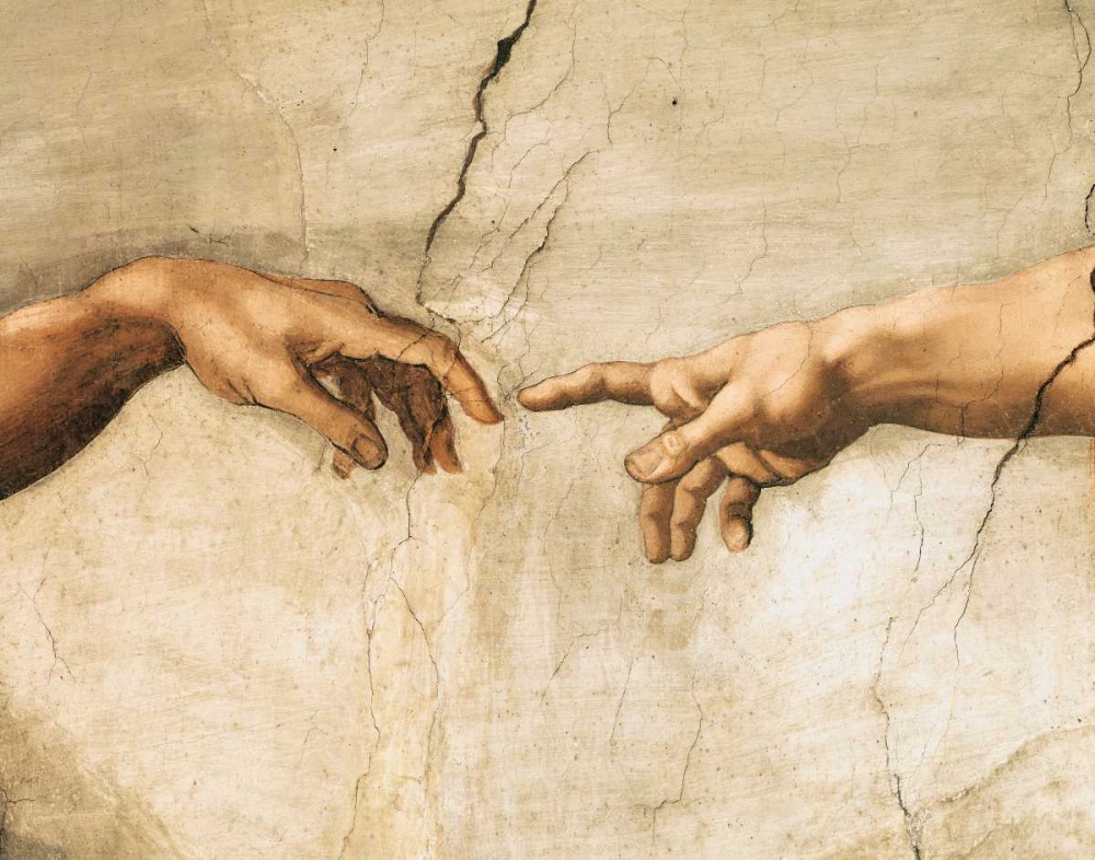 La creazione di Adamo (detail) art print by Michelangelo Buonarroti for $57.95 CAD
