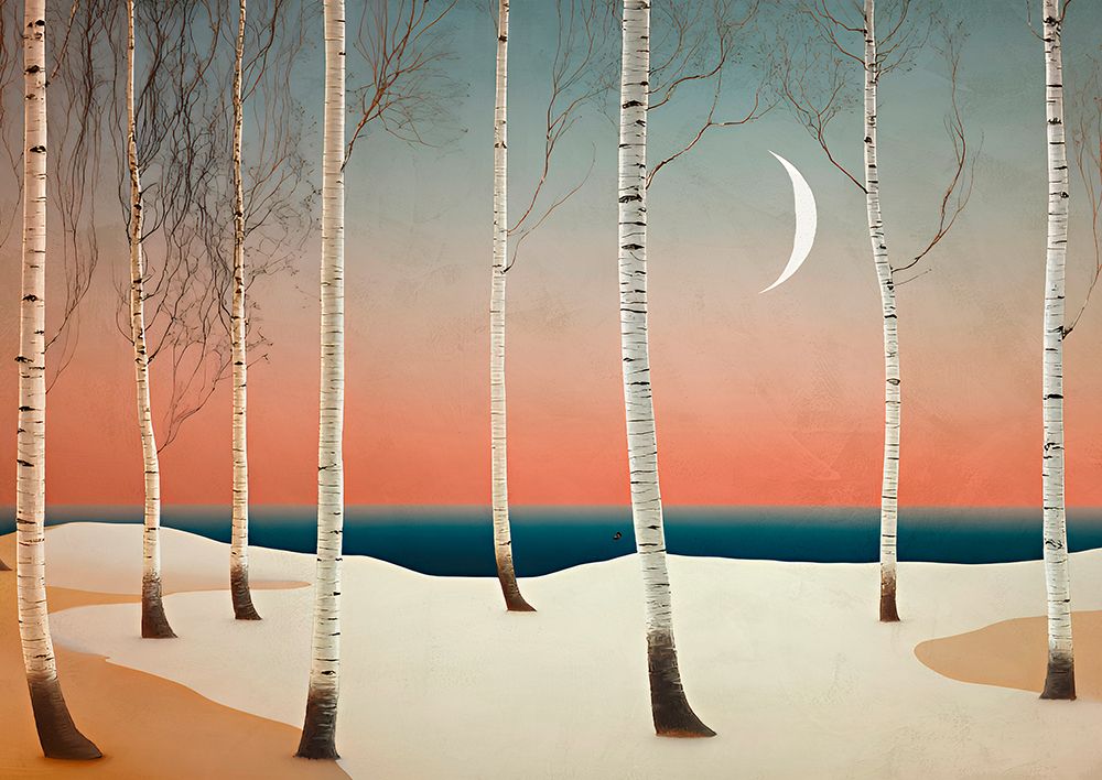 Moonlight on the Birch Forest (detail) art print by Sayaka Miko for $57.95 CAD