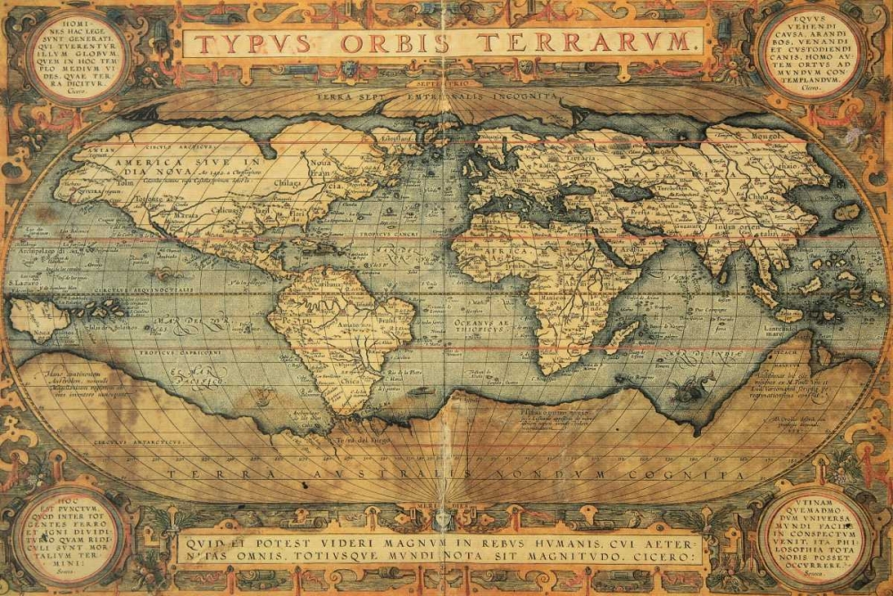 Typus Orbis Terrarum 1587 art print by Abraham Ortelius for $57.95 CAD