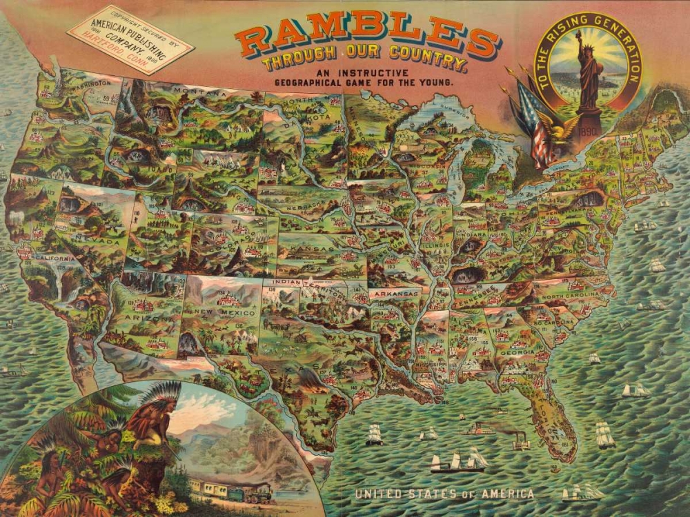 Game board with map of America, 1890 art print by Anonymous for $57.95 CAD