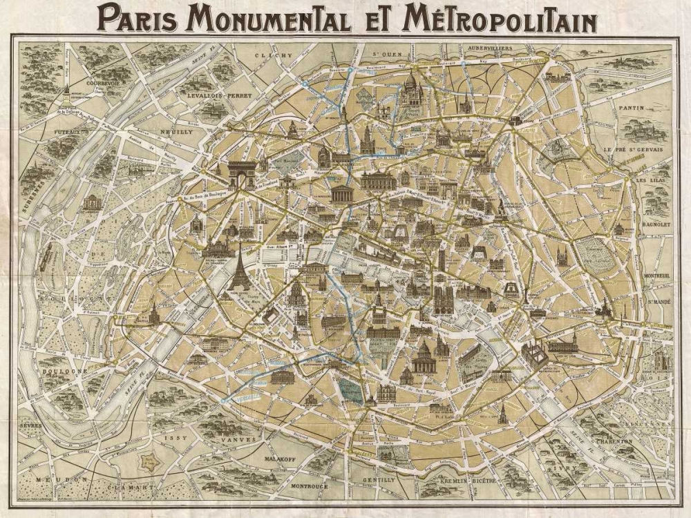Paris Monumental et Metropolitain 1932 art print by Anonymous for $57.95 CAD