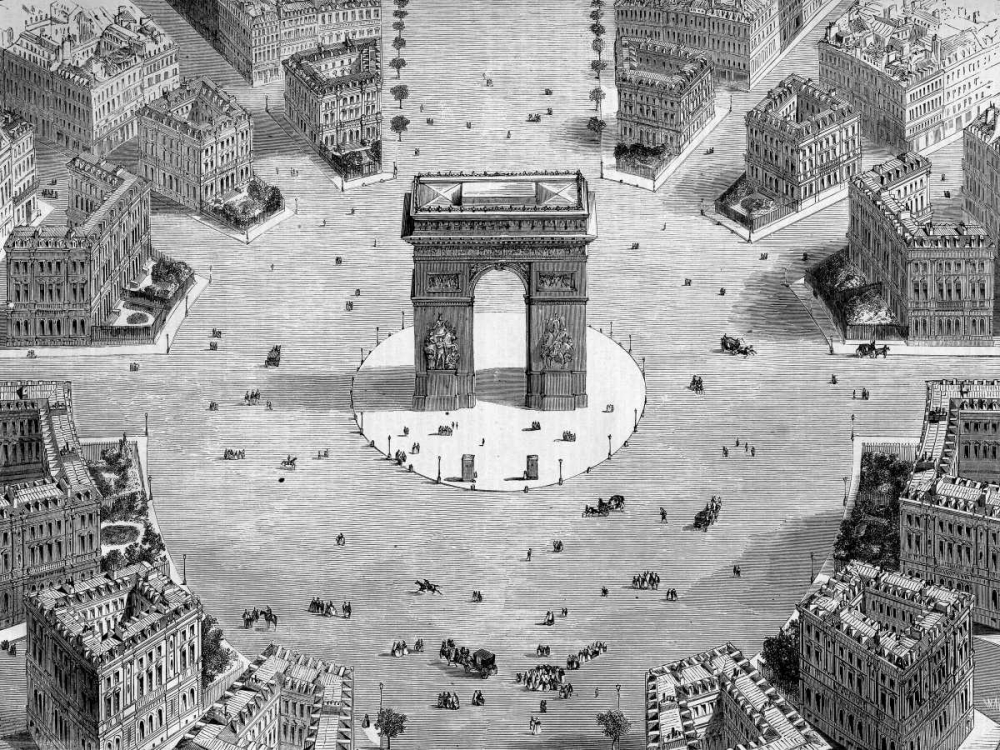 Illustration of the Place de lEtoile, 1857 (detail) art print by Anonymous for $57.95 CAD