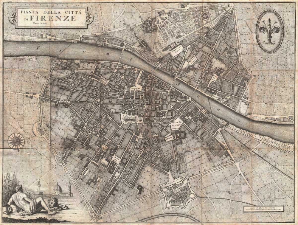 Pianta della Citta di Firenze, 1847 art print by Giuseppe Molini for $57.95 CAD