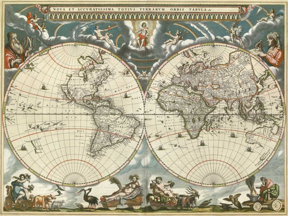 Nova et accuratissima totius terrarum orbis tabula 1664 art print by Jan Blaeu for $57.95 CAD