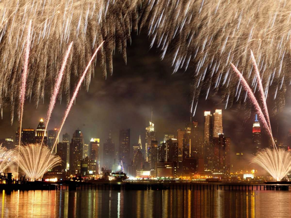 Fireworks on Manhattan, NYC art print by Michel Setboun for $57.95 CAD
