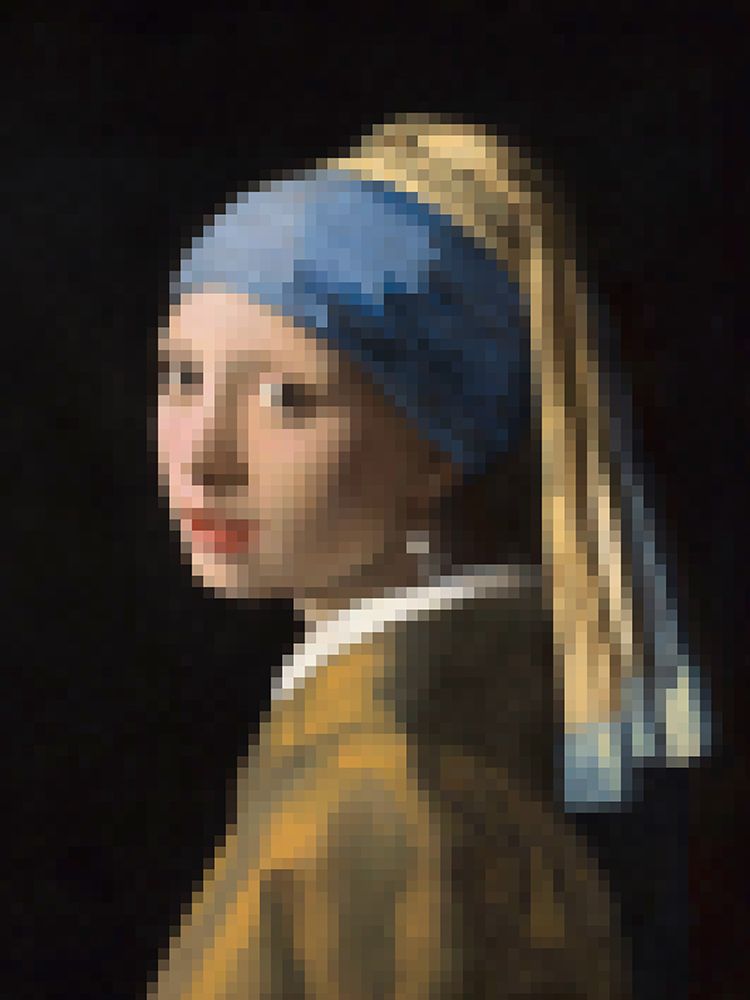 Pixelated Girl art print by Pixeland for $57.95 CAD