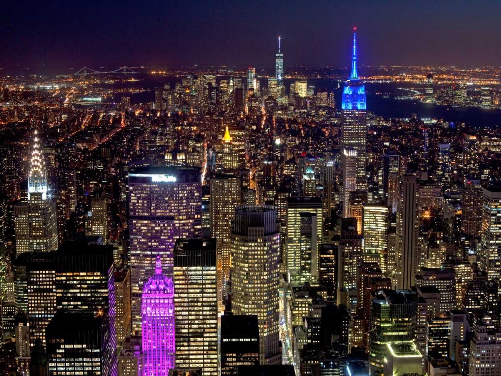 Midtown and Lower Manhattan at night art print by Richard Berenholtz for $57.95 CAD