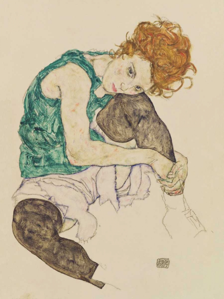 Seated Woman with Bent Knee art print by Egon Schiele for $57.95 CAD