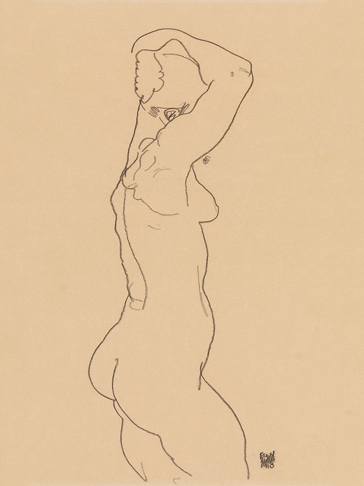 Standing Nude-Facing Right art print by Egon Schiele for $57.95 CAD