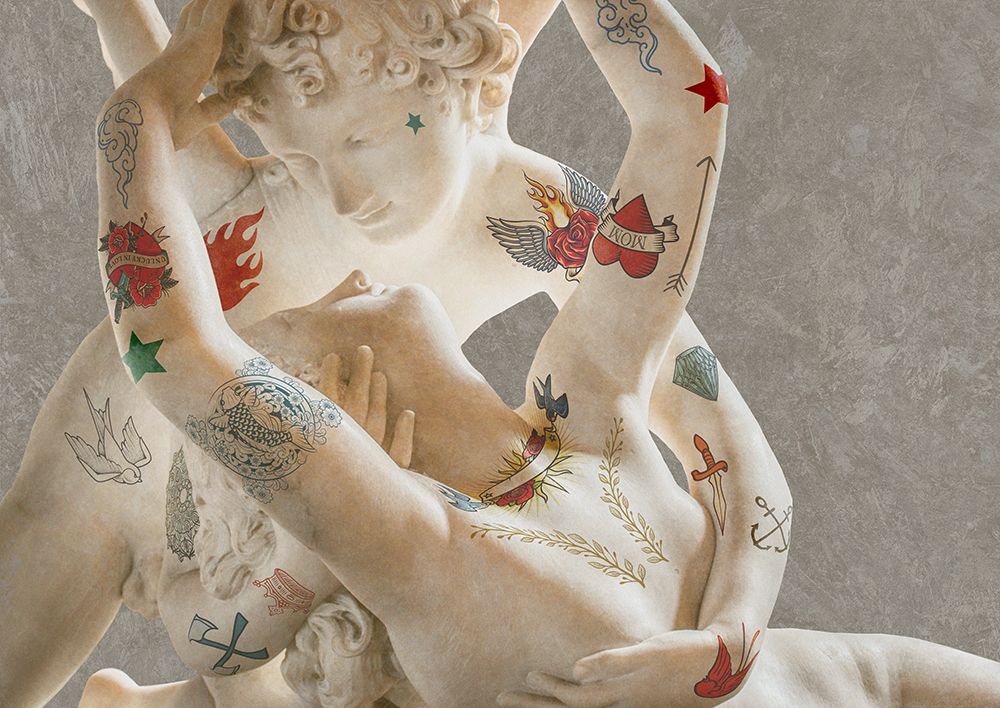 Tattooed Lovers (Cupid And Psyche) art print by Steven Hill for $57.95 CAD