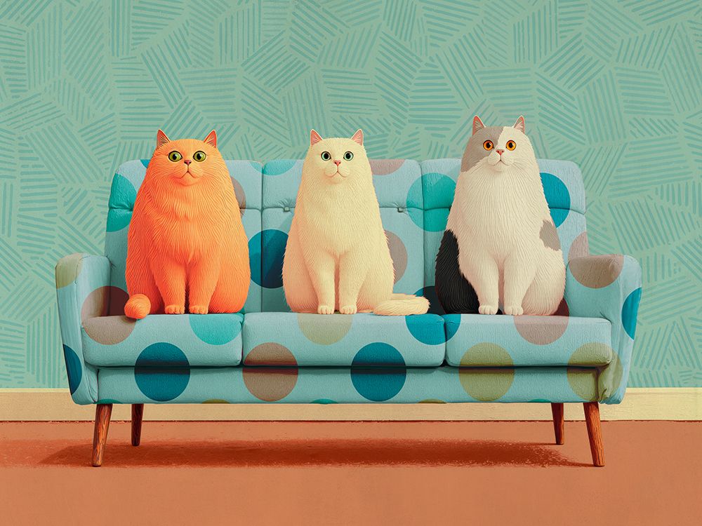 Cats on a Sofa art print by Stef Lamanche for $57.95 CAD