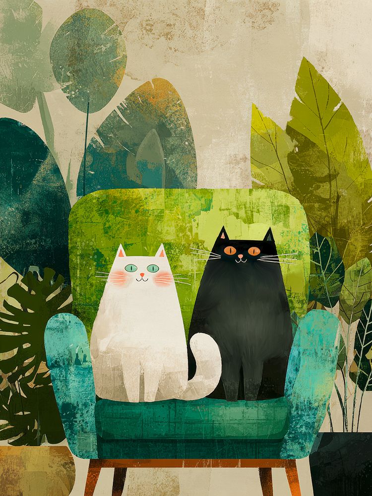 Two Cats on an Armchair I art print by Stef Lamanche for $57.95 CAD