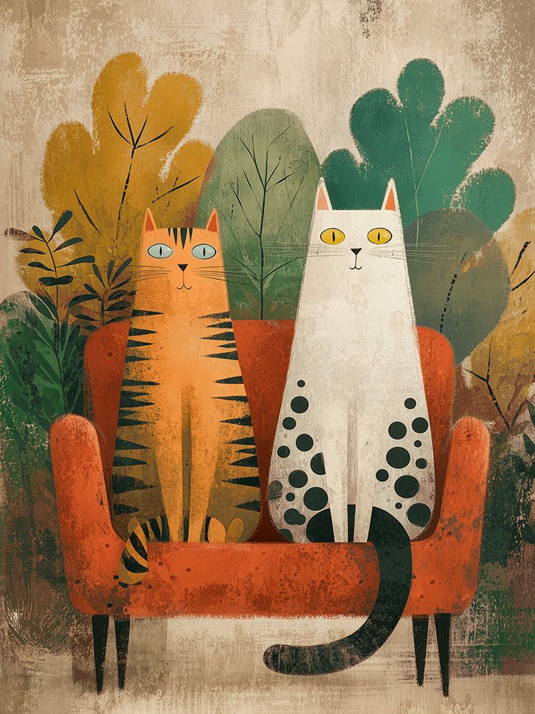 Two Cats on an Armchair II art print by Stef Lamanche for $57.95 CAD
