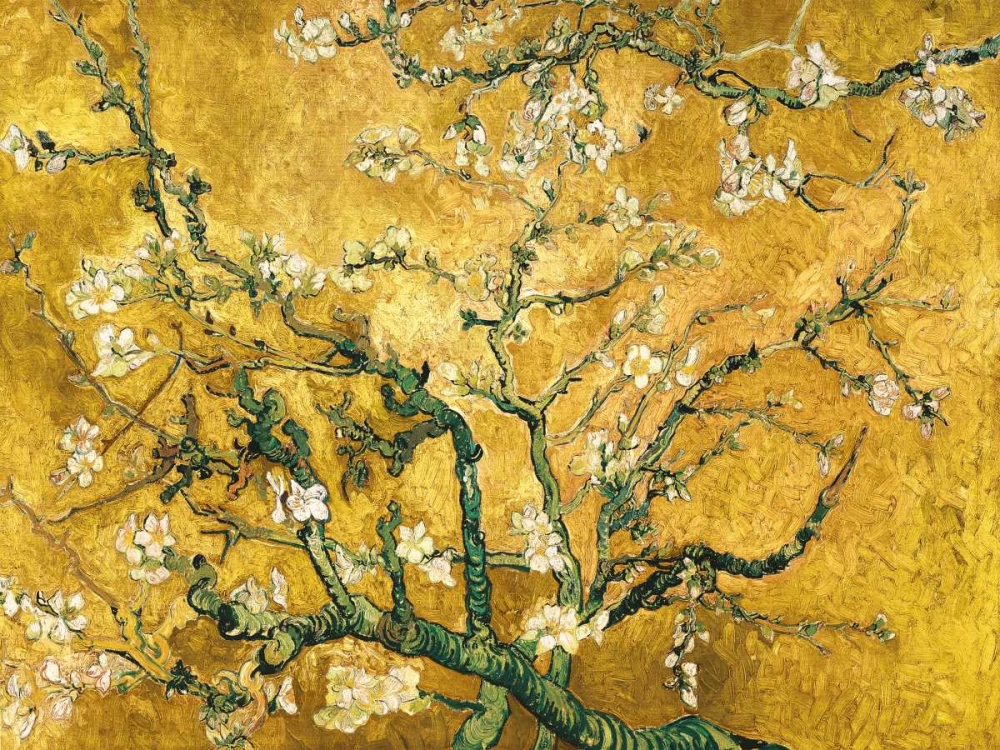Mandorlo in fiore (gold variation) art print by Vincent Van Gogh for $57.95 CAD