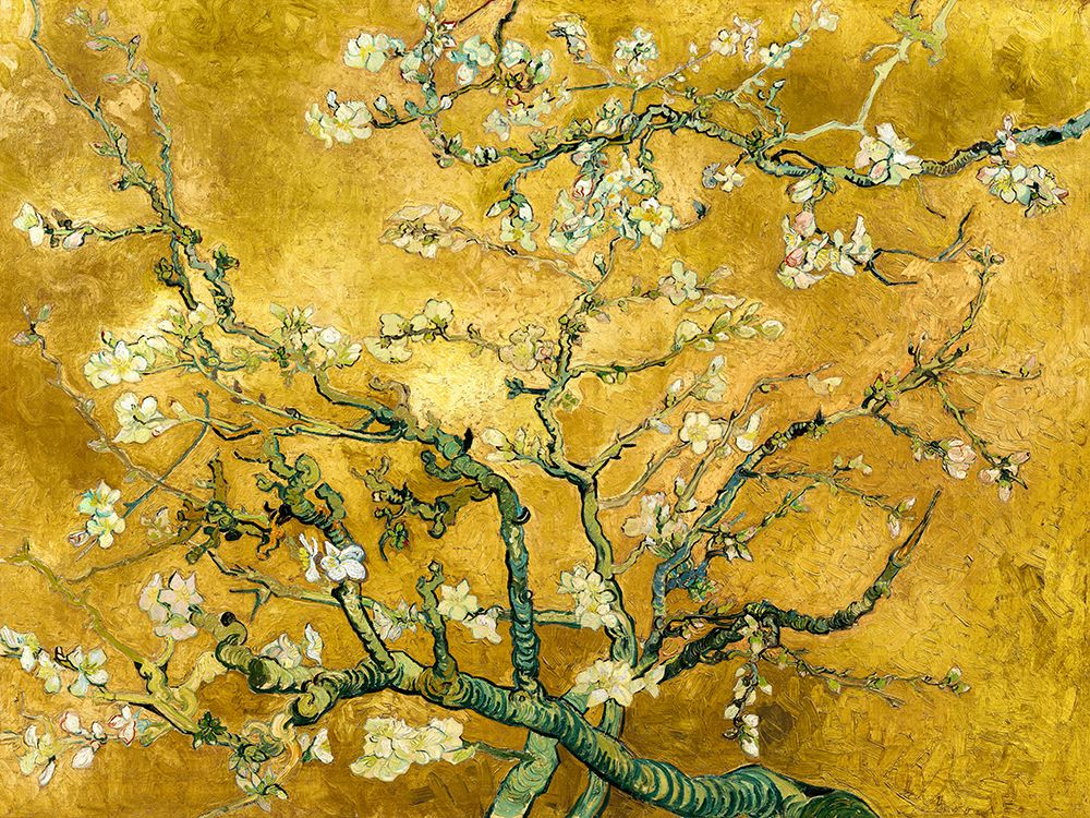 Van Gogh Deco â€“ Mandorlo in fiore (gold variation) art print by Vincent van Gogh for $57.95 CAD