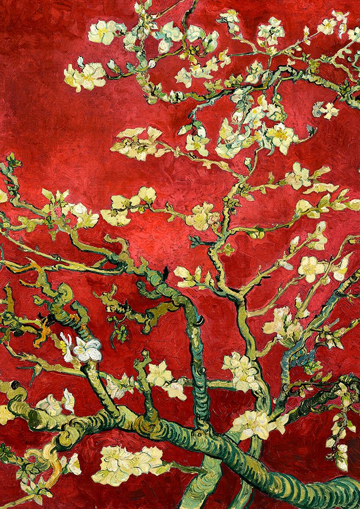 Van Gogh Deco â€“ Mandorlo in fiore (red variation, detail) art print by Vincent van Gogh for $57.95 CAD