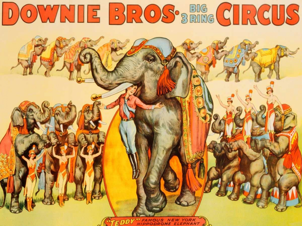Downie Bros. Big 3 Ring Circus 1935 art print by Anonymous for $57.95 CAD