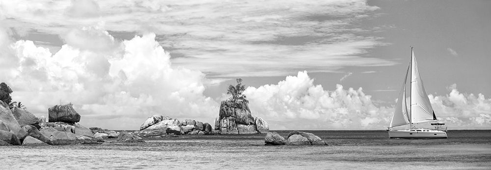 Sailboat at La Digue, Seychelles (BW) art print by Pangea Images for $57.95 CAD