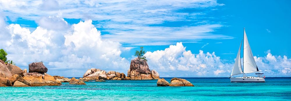 Sailboat at La Digue, Seychelles art print by Pangea Images for $57.95 CAD