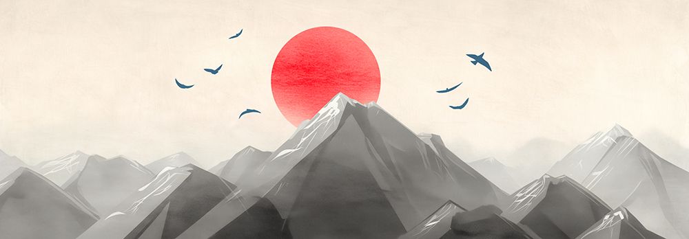 Snowy Peaks, Crimson Sun (detail) art print by Sayaka Miko for $57.95 CAD