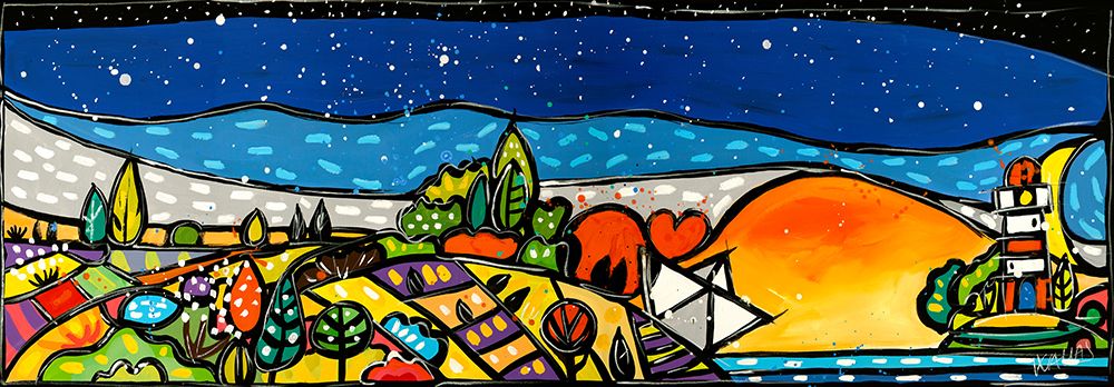 E un romantico tramonto art print by Wallas for $57.95 CAD