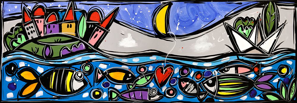 Colored fishes art print by Wallas for $57.95 CAD