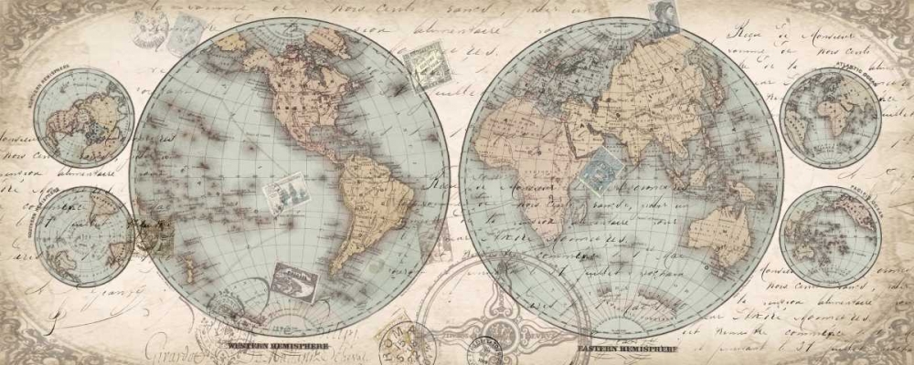 World Hemispheres Panel art print by Tre Sorelle Studios for $57.95 CAD