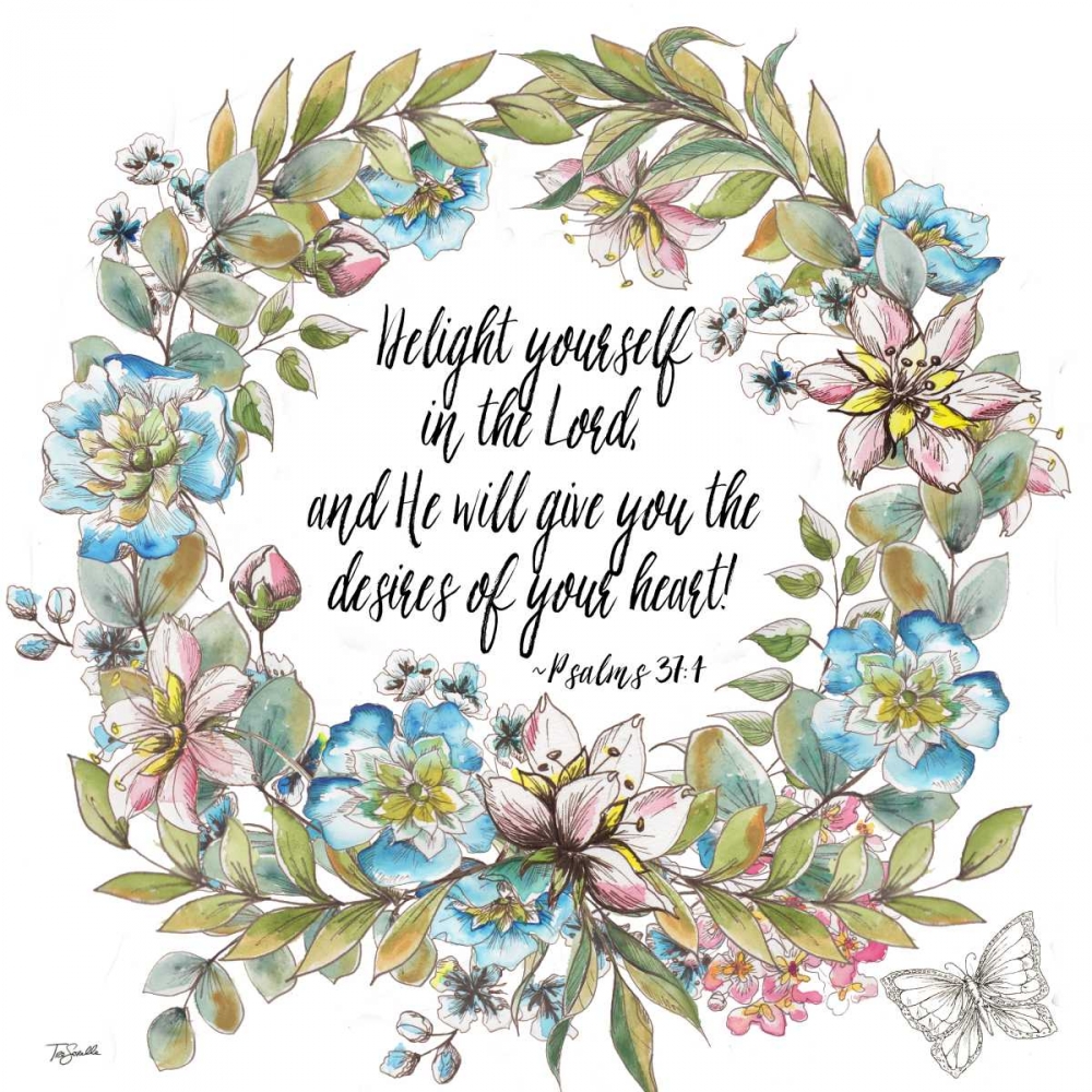 Boho Floral Wreath Psalms II art print by Tre Sorelle Studios for $57.95 CAD