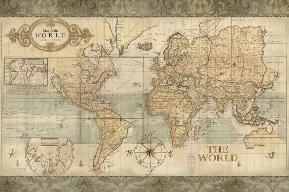 Classic World Map art print by Cynthia Coulter for $57.95 CAD