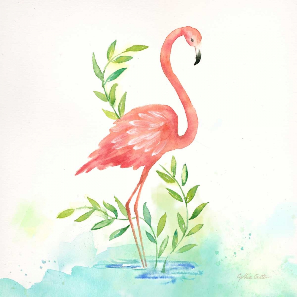 Pink Flamingos I art print by Cynthia Coulter for $57.95 CAD