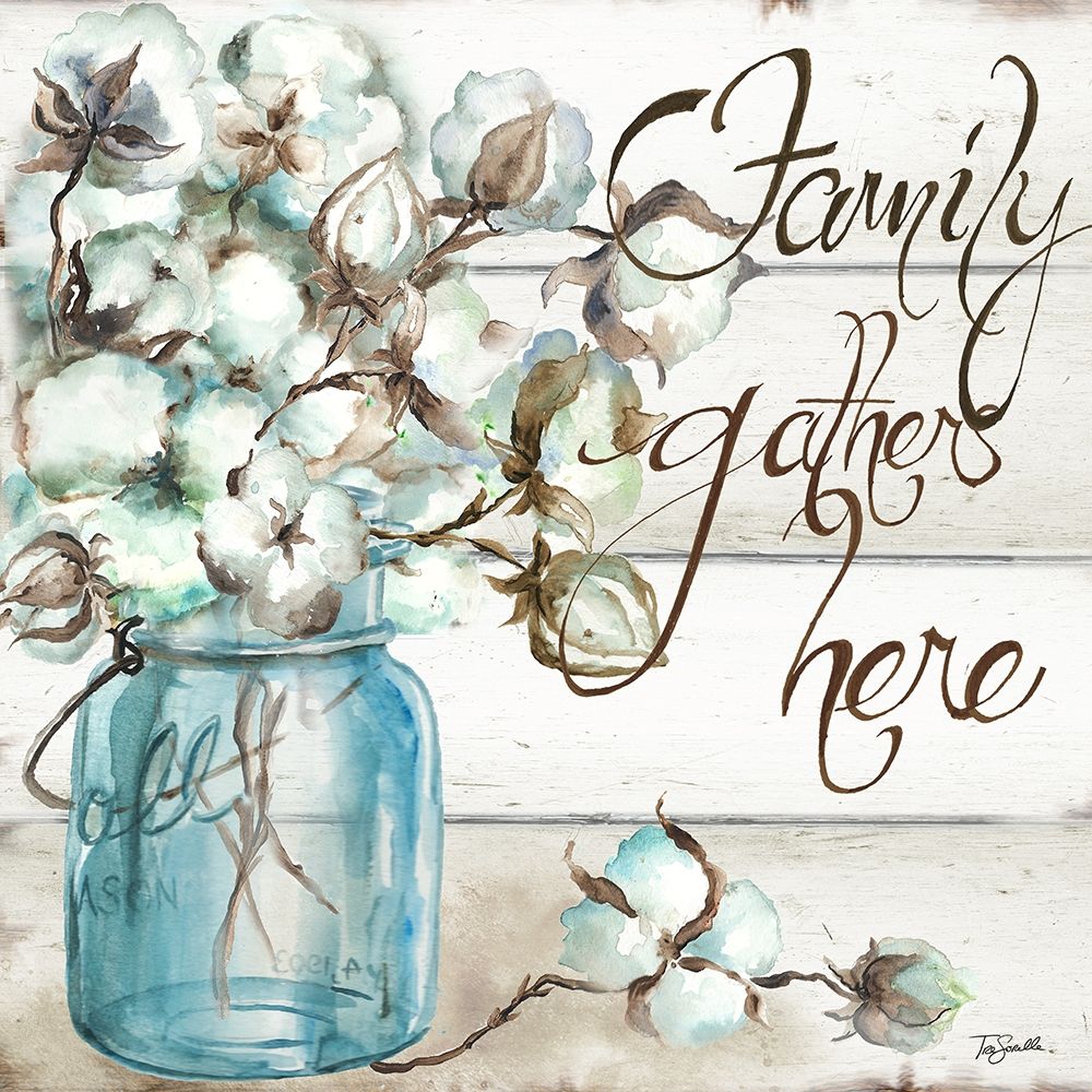 Cotton Boll Mason Jar I Family art print by Tre Sorelle Studios for $57.95 CAD