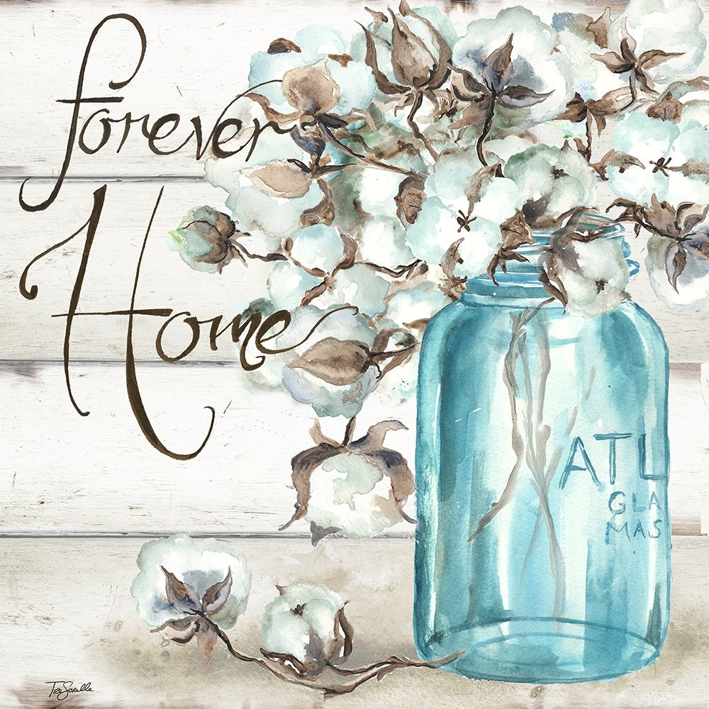 Cotton Boll Mason Jar II Home art print by Tre Sorelle Studios for $57.95 CAD