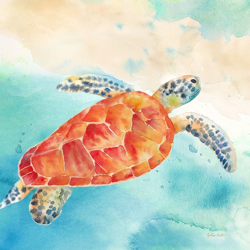 Sea Splash Sea Turtle art print by Cynthia Coulter for $57.95 CAD