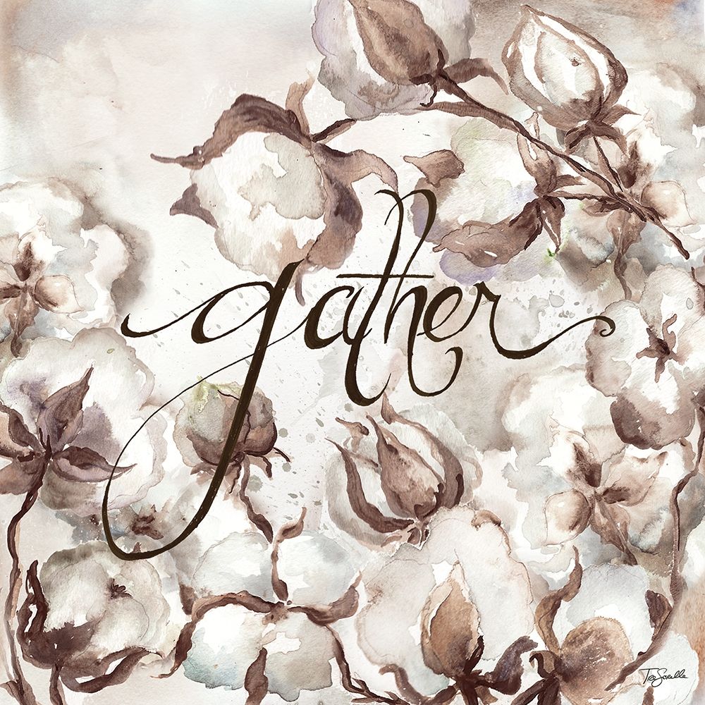 Cotton Boll Triptych Sentiment II (Gather) art print by Tre Sorelle Studios for $57.95 CAD