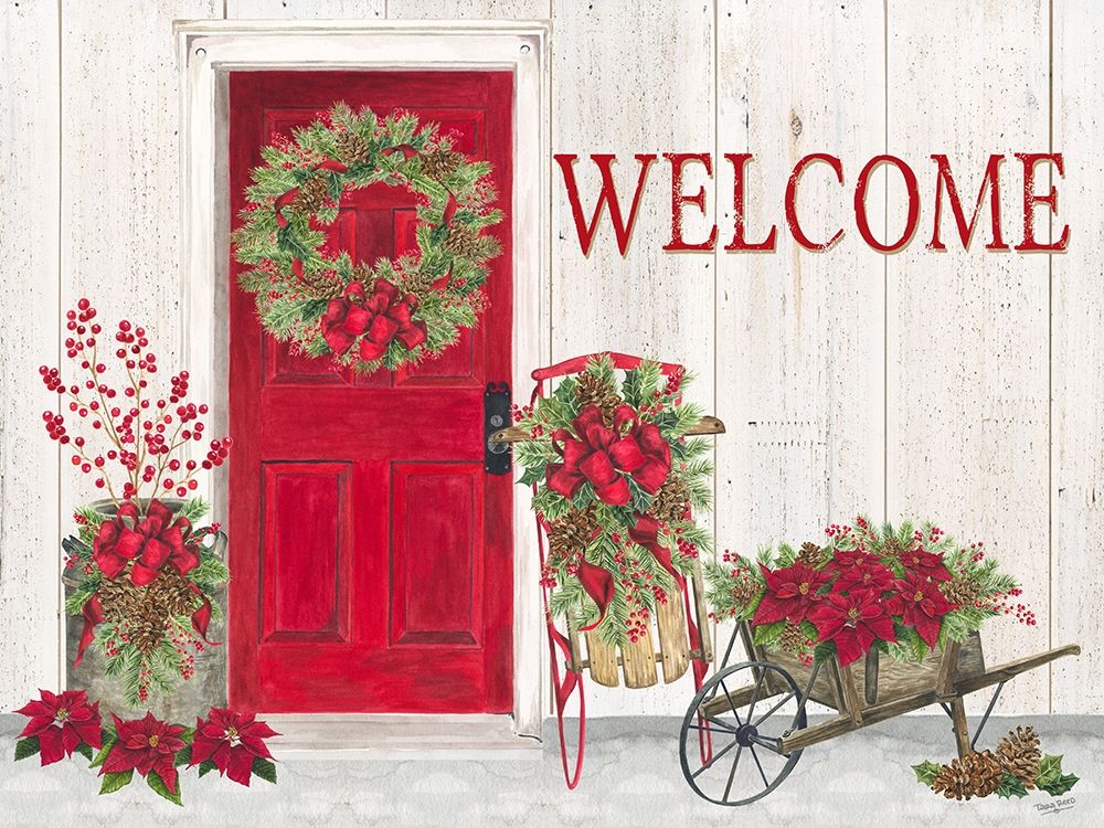 Home for the Holidays Front Door Scene art print by Tara Reed for $57.95 CAD