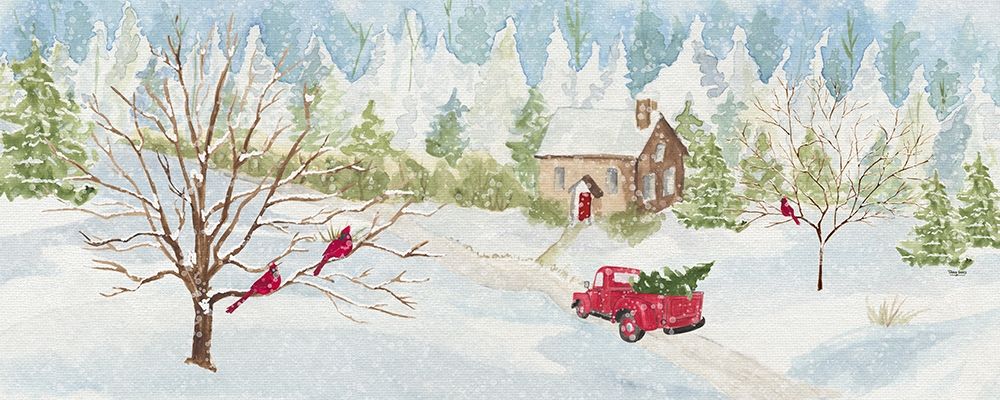 Christmas in the Country panel with red truck art print by Tara Reed for $57.95 CAD
