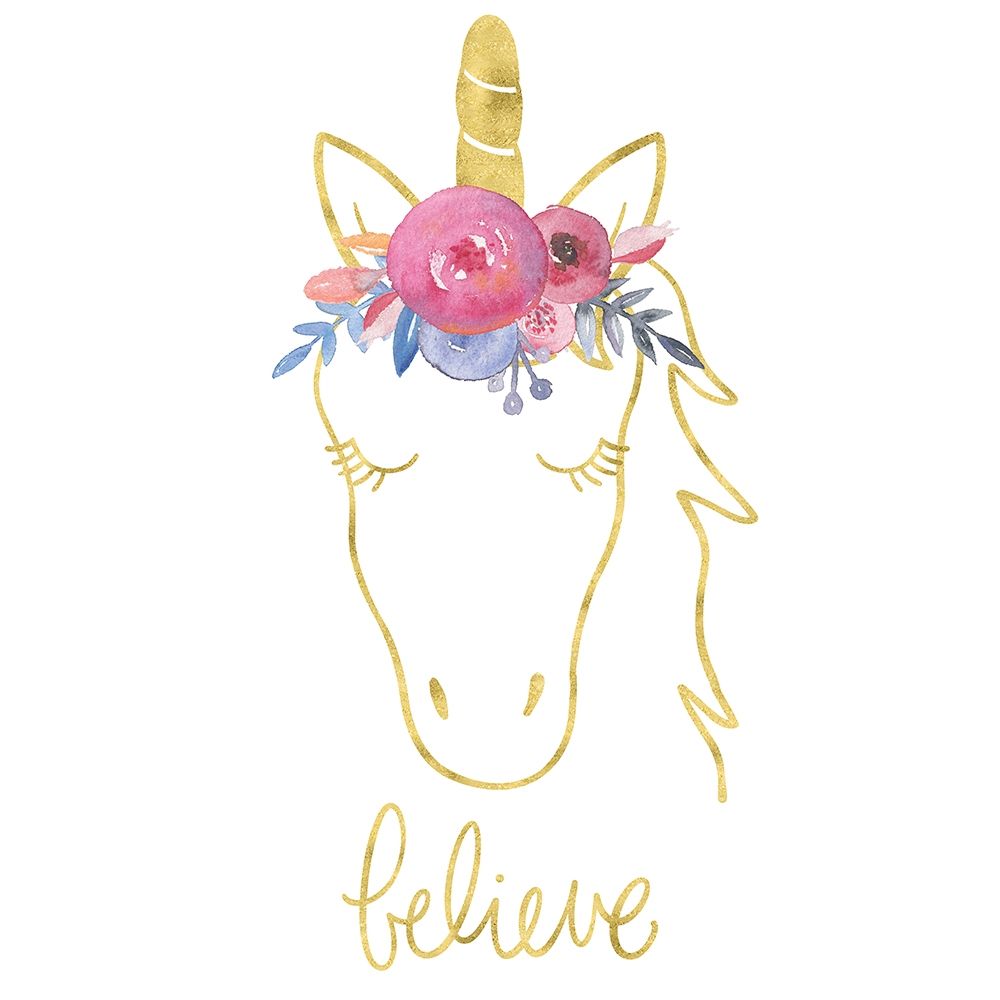 Golden Unicorn II Believe art print by Noonday Design for $57.95 CAD