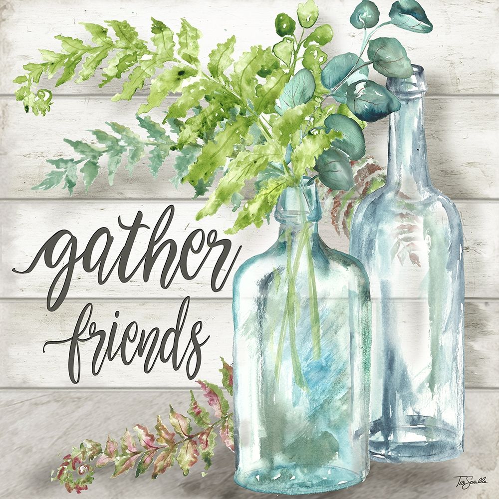 Vintage Bottles and Ferns Square II art print by Tre Sorelle Studios for $57.95 CAD