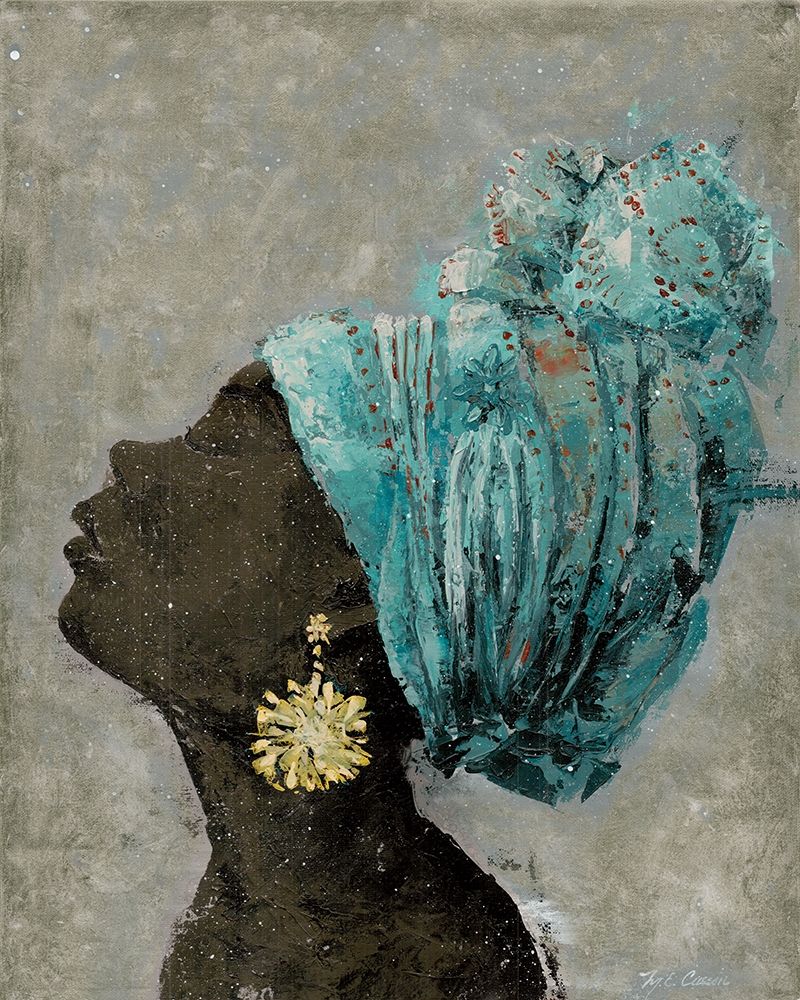 Profile of a Woman II (gold earring) art print by Marie-Elaine Cusson for $57.95 CAD
