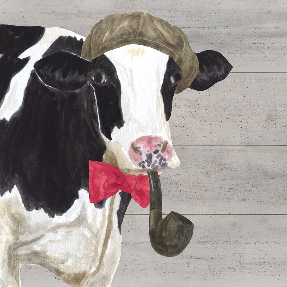Intellectual Animals II Cow and Pipe art print by Tara Reed for $57.95 CAD
